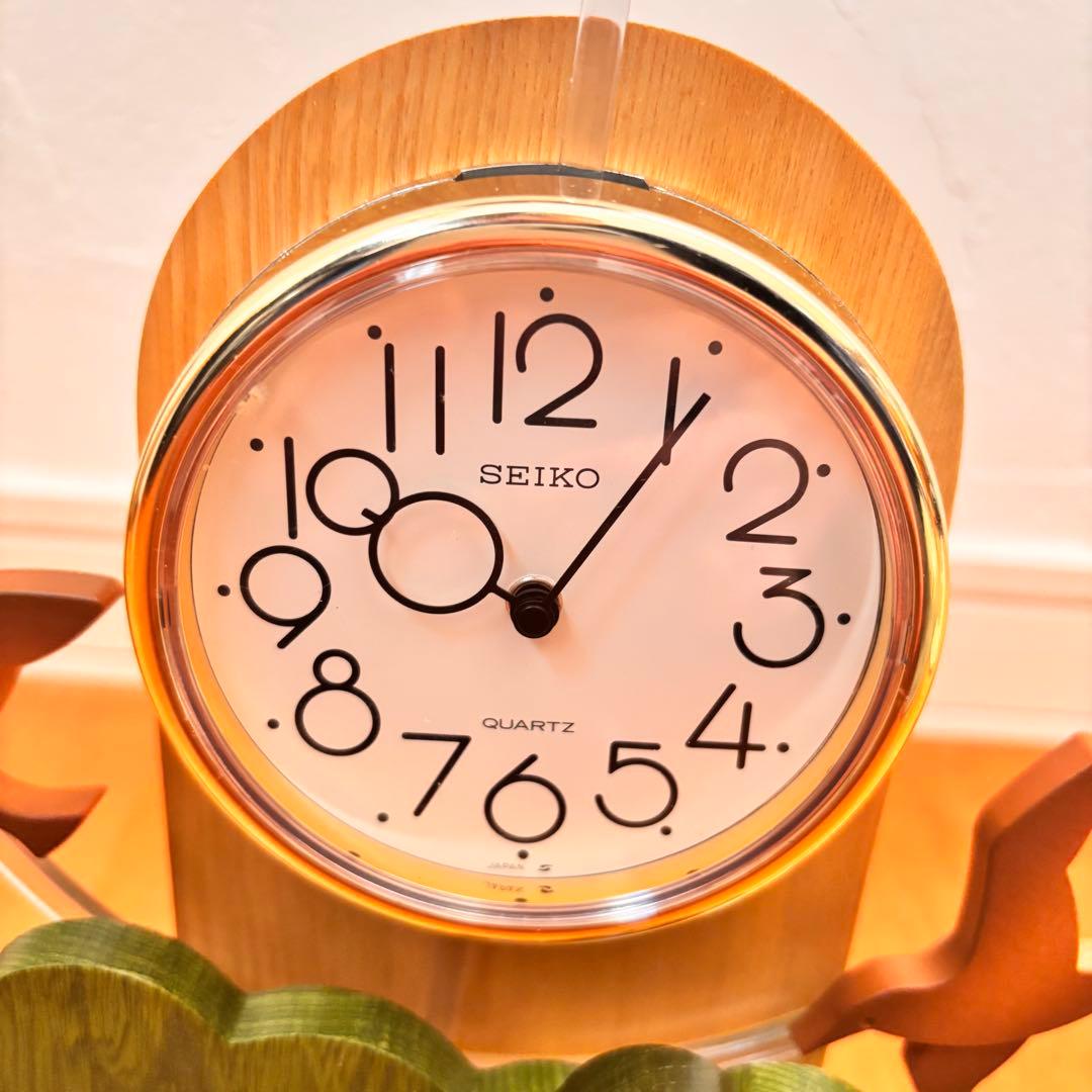 【稀少一点物】服部SEIKO　木製振り子時計　夢飛行　飾り振り子　箱あり品