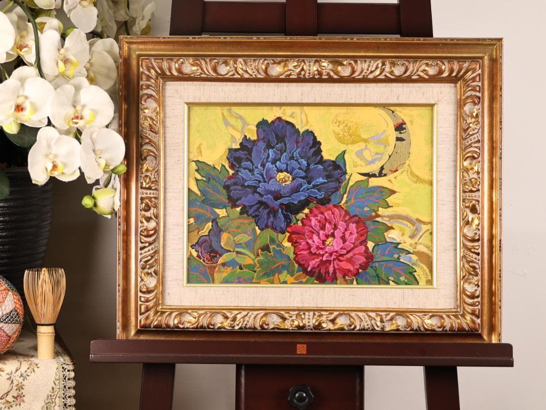 【真作】　竹内春光 「 牡丹 」　F4号　油彩　裏サイン　一創会　BK169