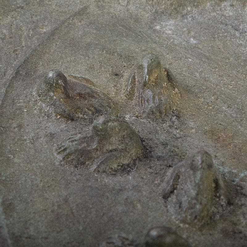 十三世　金谷五良三郎作　青銅瑞鶴巣籠灰皿　共箱　C　R8959