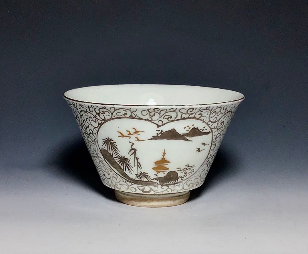 「古九谷」金銀彩窓絵二重塔文向付