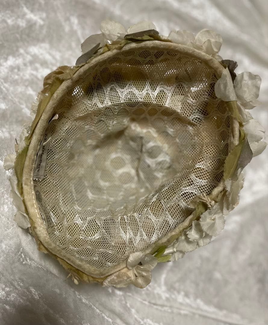 アンティーク 布花 フラワーハット ハット 帽子 蚤の市 ブロカント