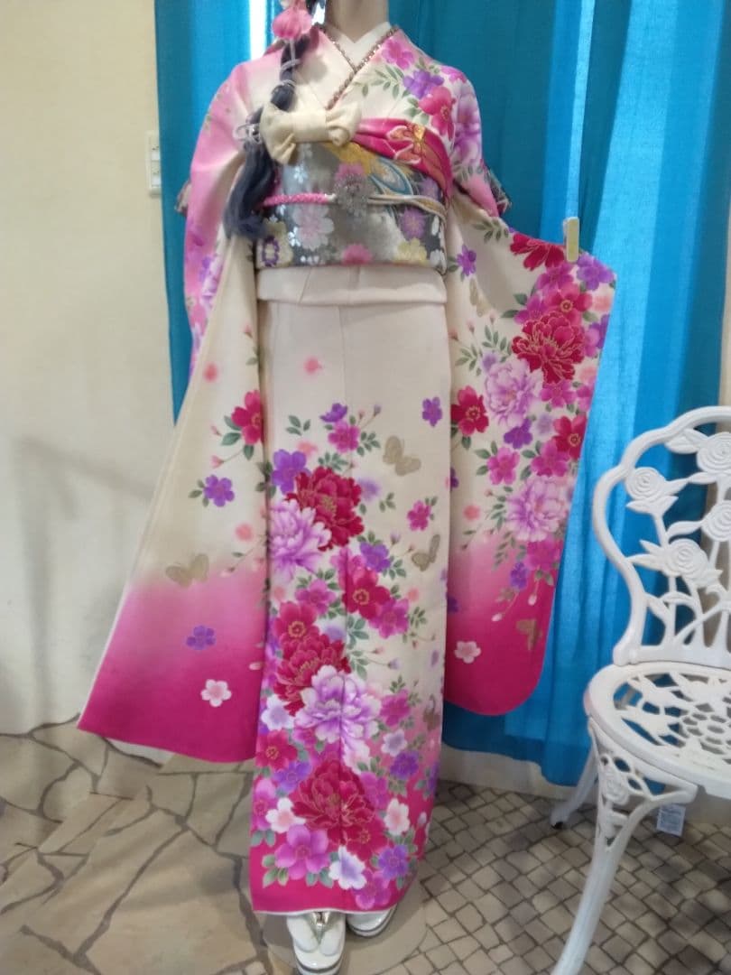 【専用】です‼️振袖、正絹未使用、重ね衿帯揚げ帯締め、袋帯襦袢、ガード加工落款