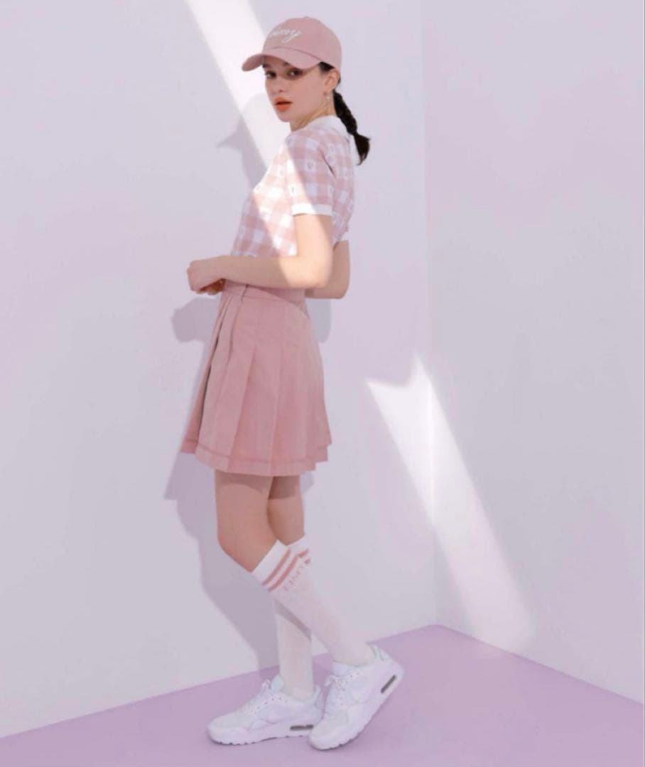 エイミー ゴルフウェア ロゴラップスカートピンクゴルフスカート eimy