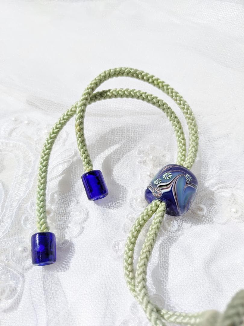 吉田正子トンボ玉（貳拾）　「江戸組み紐」ネックレス　ガラス玉に込めた日本画