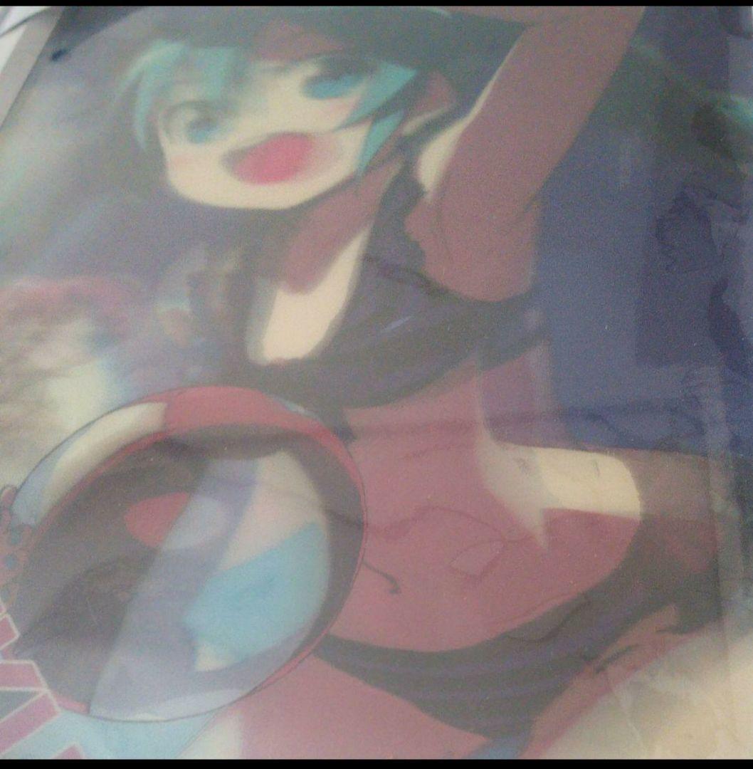 初音ミク 3Dポスター(水着、額縁入り)２枚セット+旗(壁掛けタペストリー)１枚