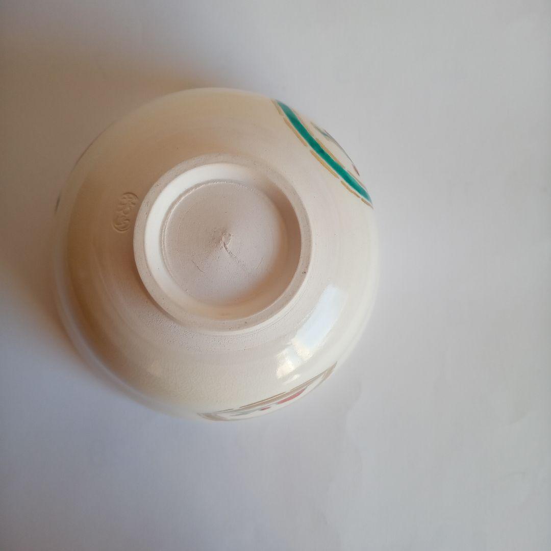 抹茶碗　藤谷芳山　色絵丸紋　寅　美品