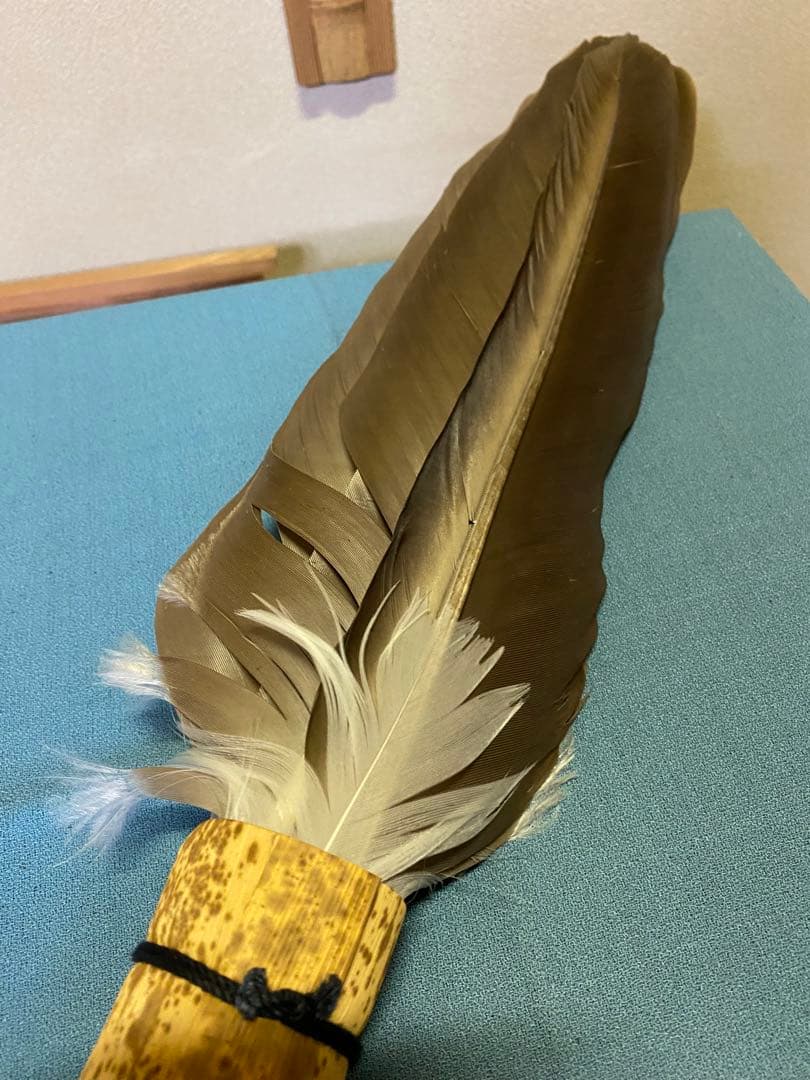 茶道具/座箒 竹皮持手 掴み羽箒 裏千家