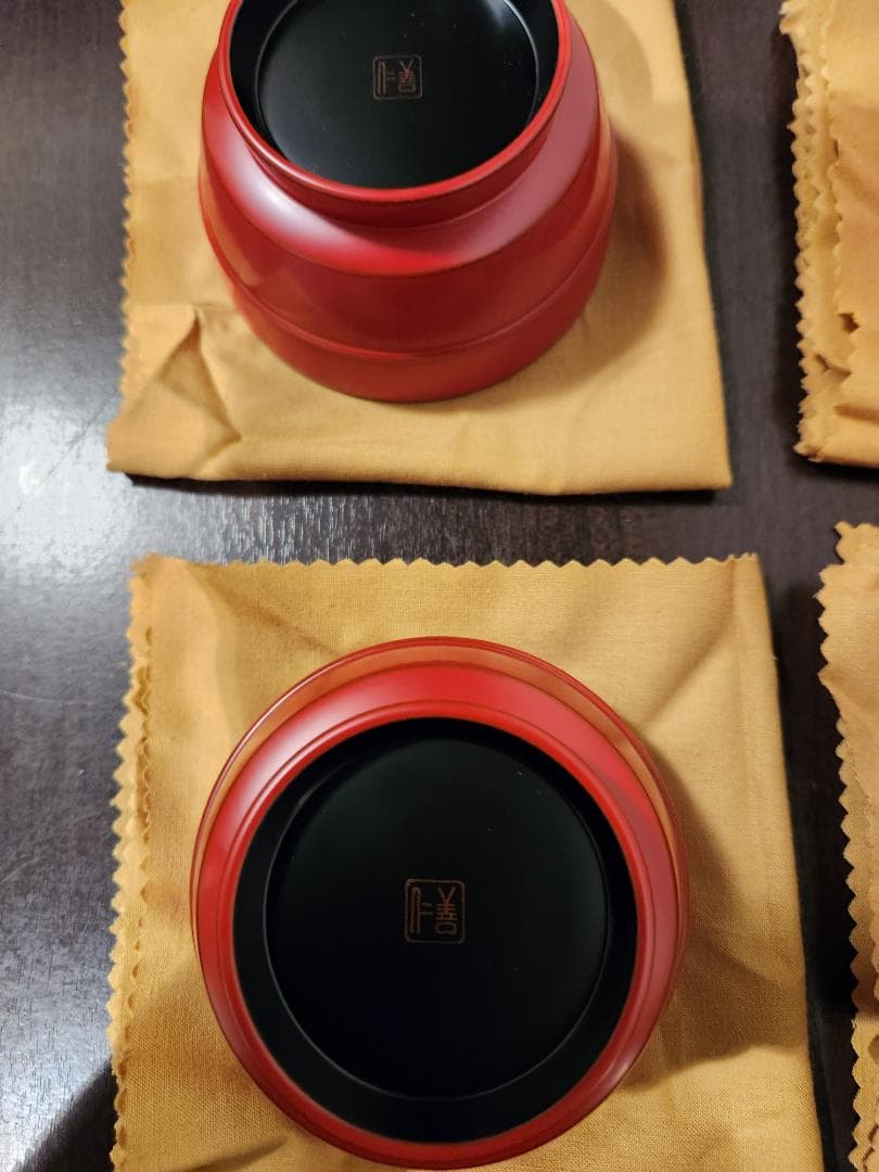 輪島塗善仁　洗朱塗 豆子六客