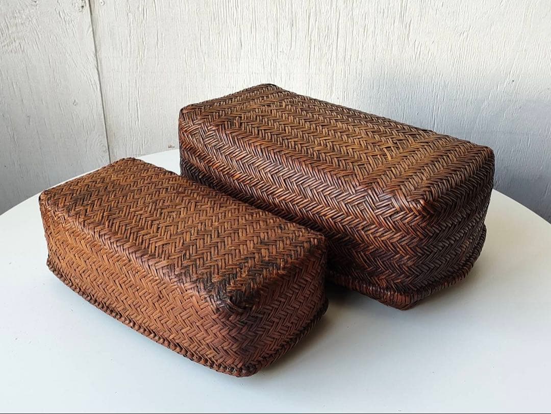 時代 端正な形 味の良い行李 2個セット ①