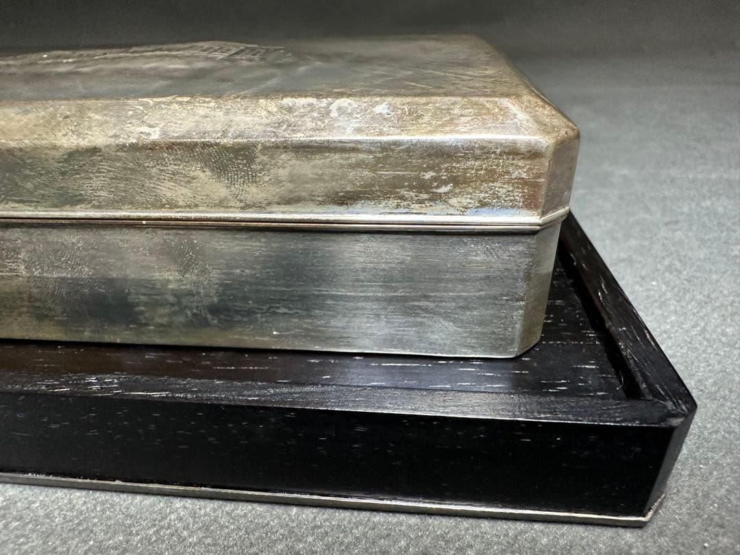 銀製三越 煙草具　煙草盆　内唐木　煙草入　小箱　喫煙具　小物入　アンティーク