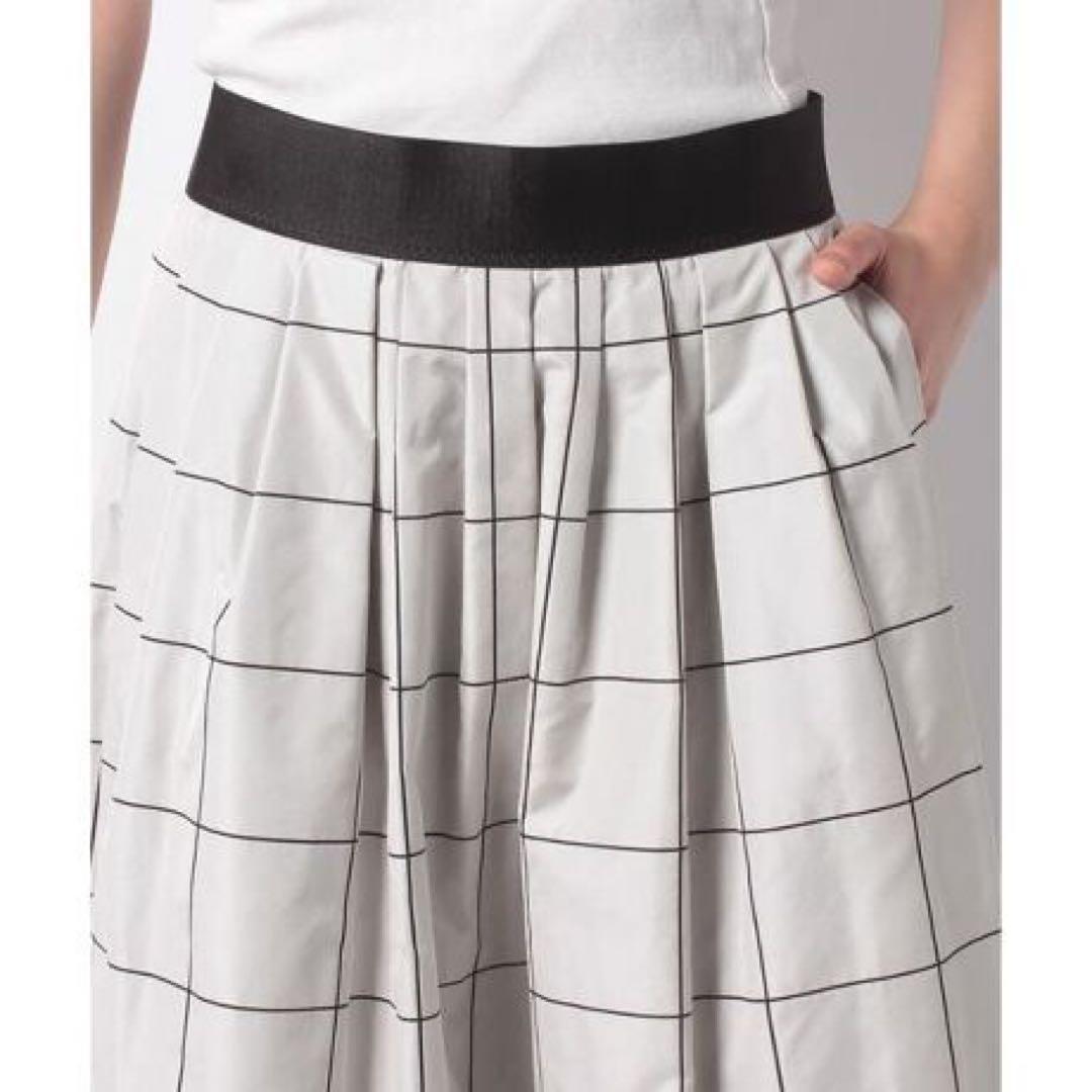 【LANVIN】グラフチェック柄ロングフレアスカート