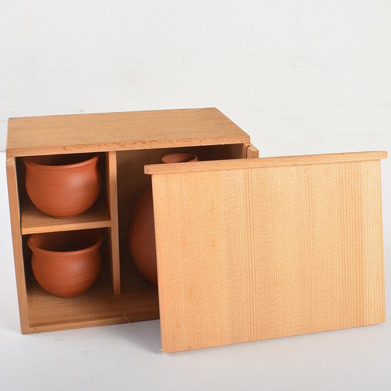 常滑焼　四代山田常山　山田絵夢　朱泥　徳利　酒器　共布共箱　V　R7538