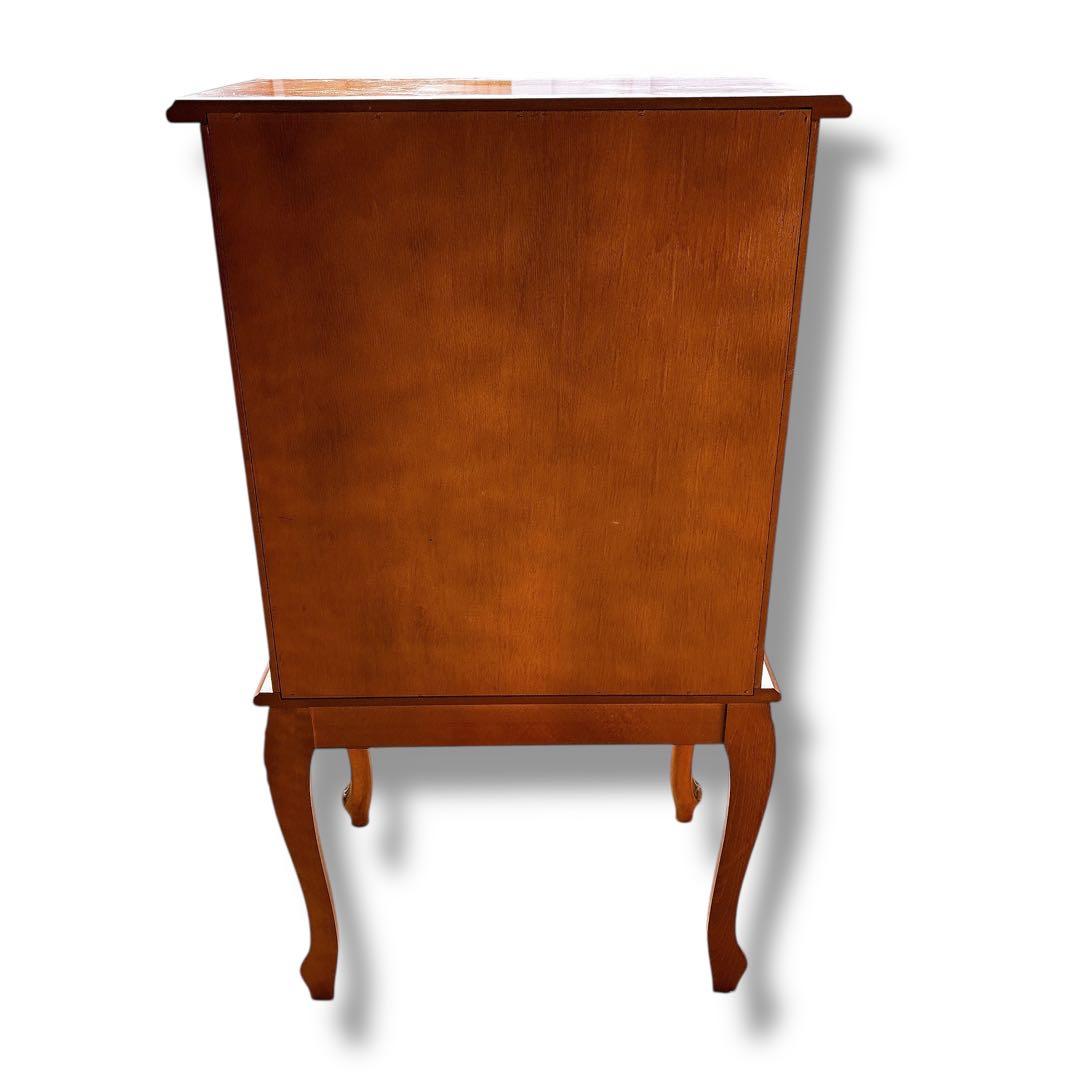 アンティーク 猫脚 電話台 木製 彫刻 チェスト ブラウン