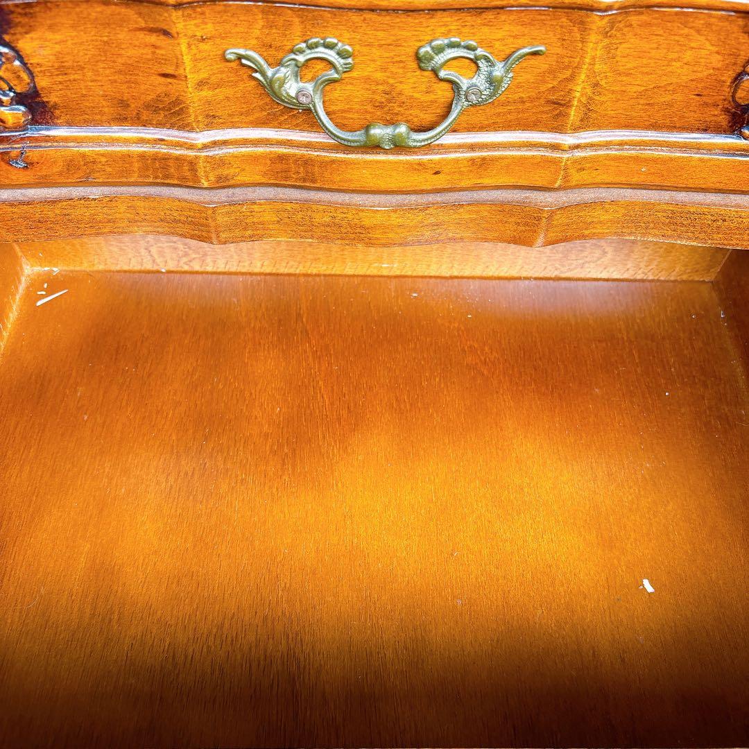 アンティーク 猫脚 電話台 木製 彫刻 チェスト ブラウン