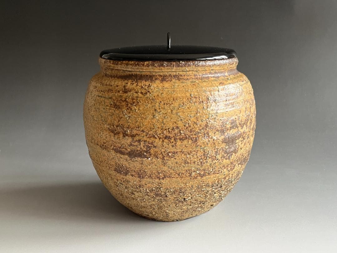 出雲焼　11代長岡空権　黄いらぼ　水指　而妙斎書付　茶道具　表千家