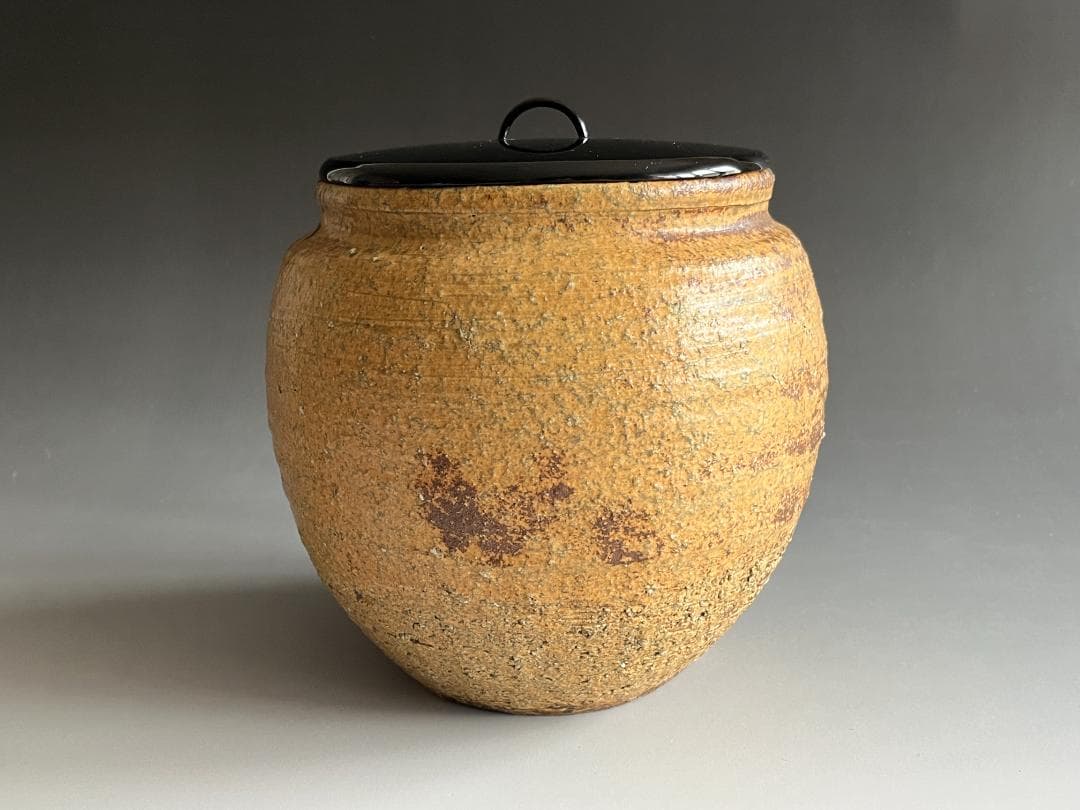 出雲焼　11代長岡空権　黄いらぼ　水指　而妙斎書付　茶道具　表千家