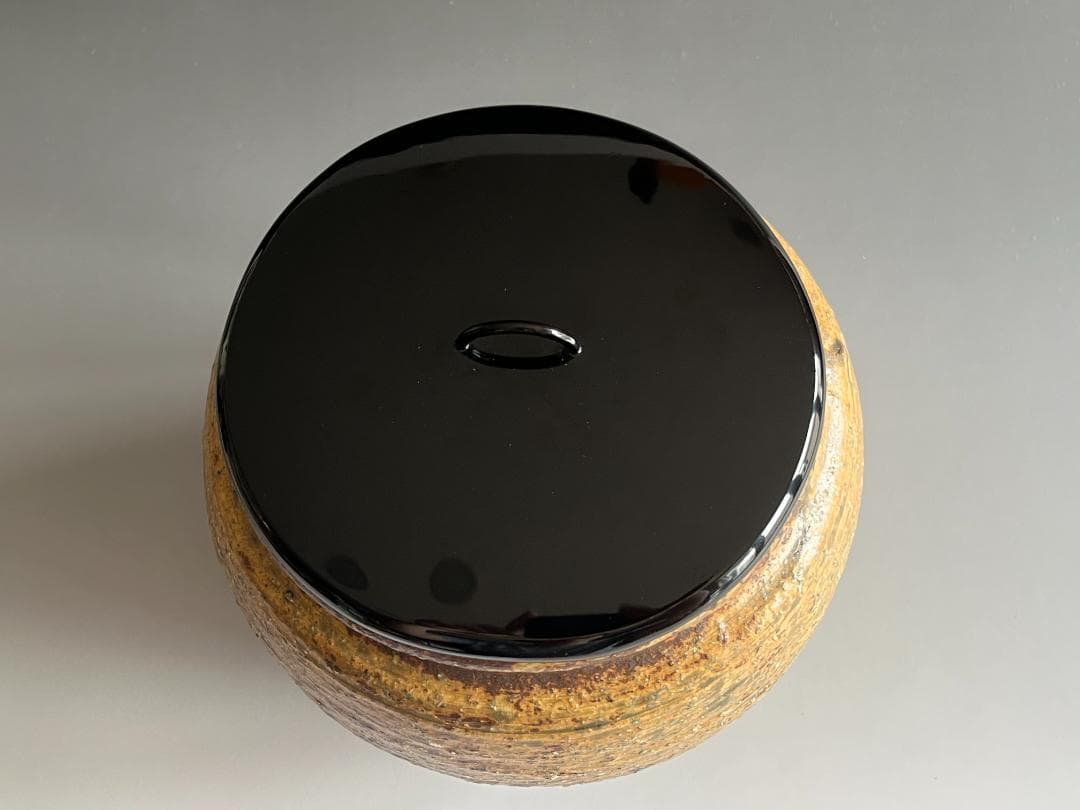 出雲焼　11代長岡空権　黄いらぼ　水指　而妙斎書付　茶道具　表千家