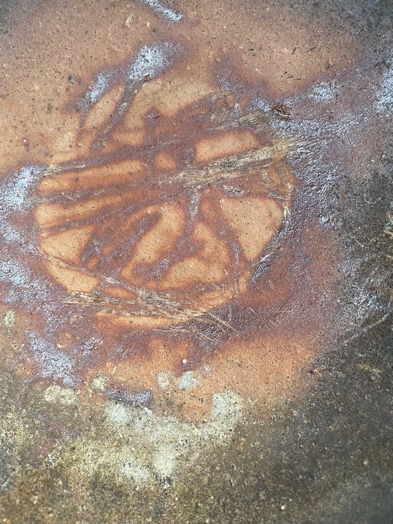 未使用　高級　備前焼　風来　手作り皿　共箱付き　伝統的な日本の陶器 丸皿 木箱付