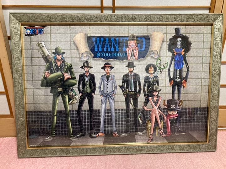 【完成品】アニメ、ワンピースパズル2点セット(専用フレーム付き)