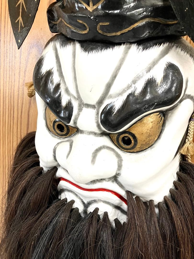 石見神楽面◆鍾馗◆乾漆 特大 壁掛け 在銘 招福 蔵出し