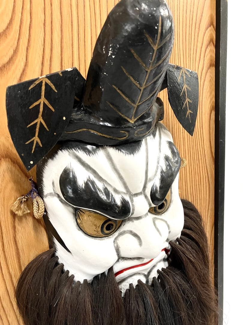 石見神楽面◆鍾馗◆乾漆 特大 壁掛け 在銘 招福 蔵出し