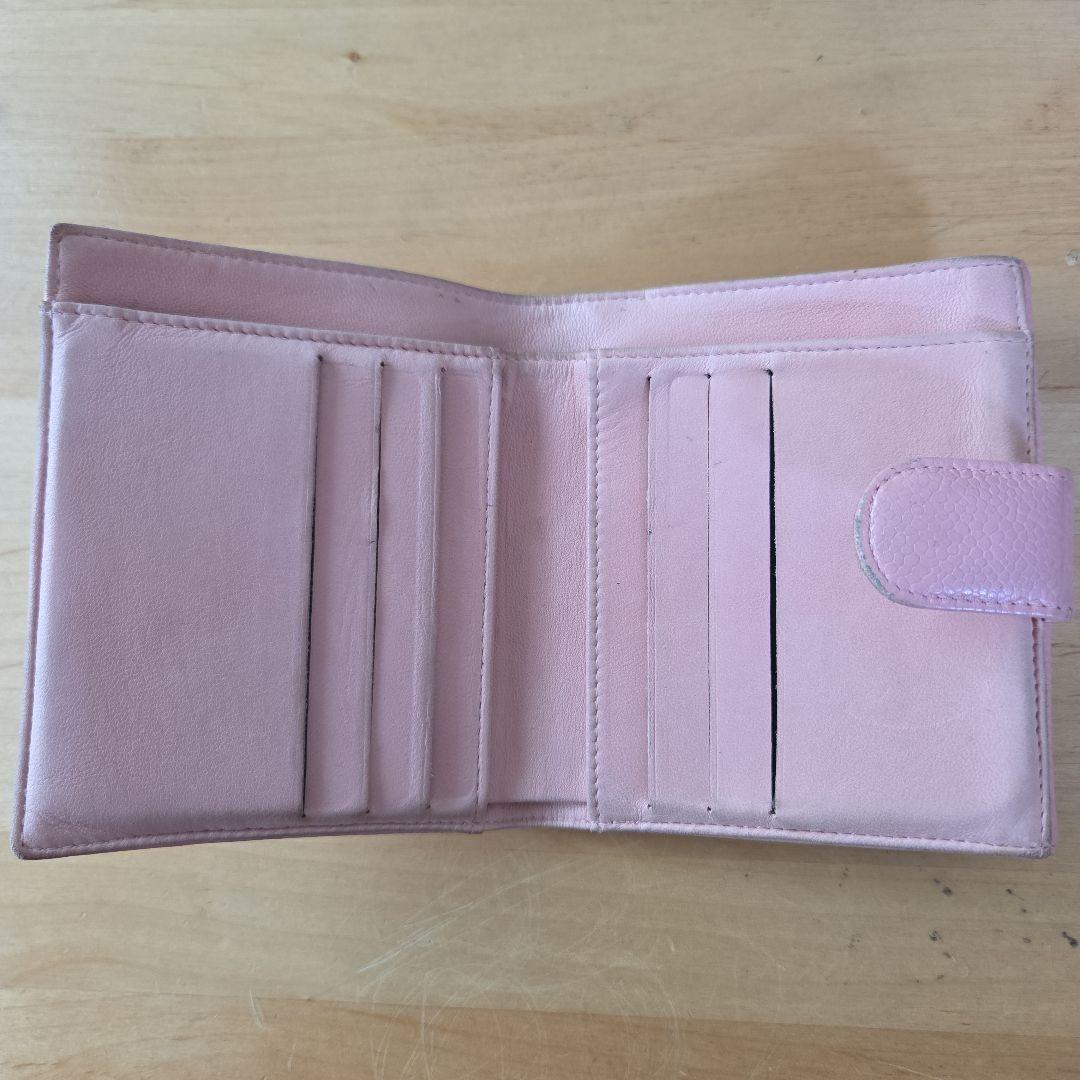 CHANEL キャビアスキン 二つ折り財布 ピンク　シャネル