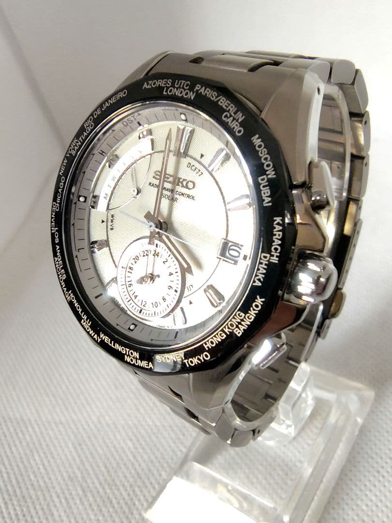 【電波ソーラー、美品】セイコー　ブライツ　ワールドタイム　チタン