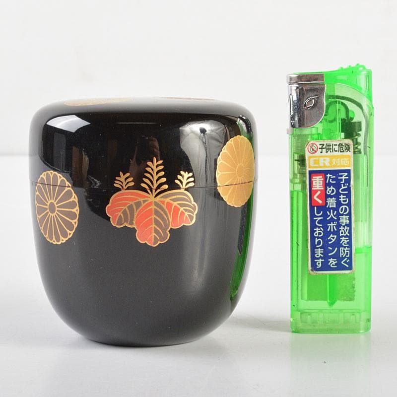 茶道具　漆塗　秀山作　高台寺蒔絵　中棗　共箱　C　R5834