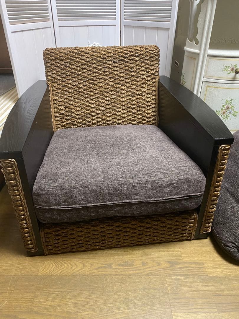 希少 デザイナーズ♦️最高級 ウォーターヒヤシンス♦️モダン ソファ♦️送料込