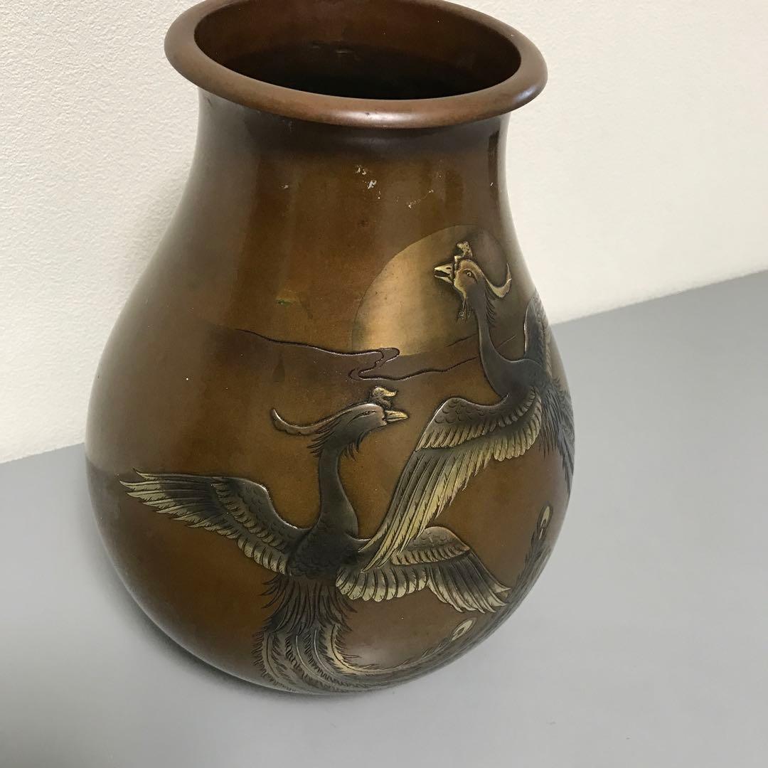 【貴重】ちょっと贅沢な傘立てにも！骨董壷.花器　金属製　作家名前刻印有り