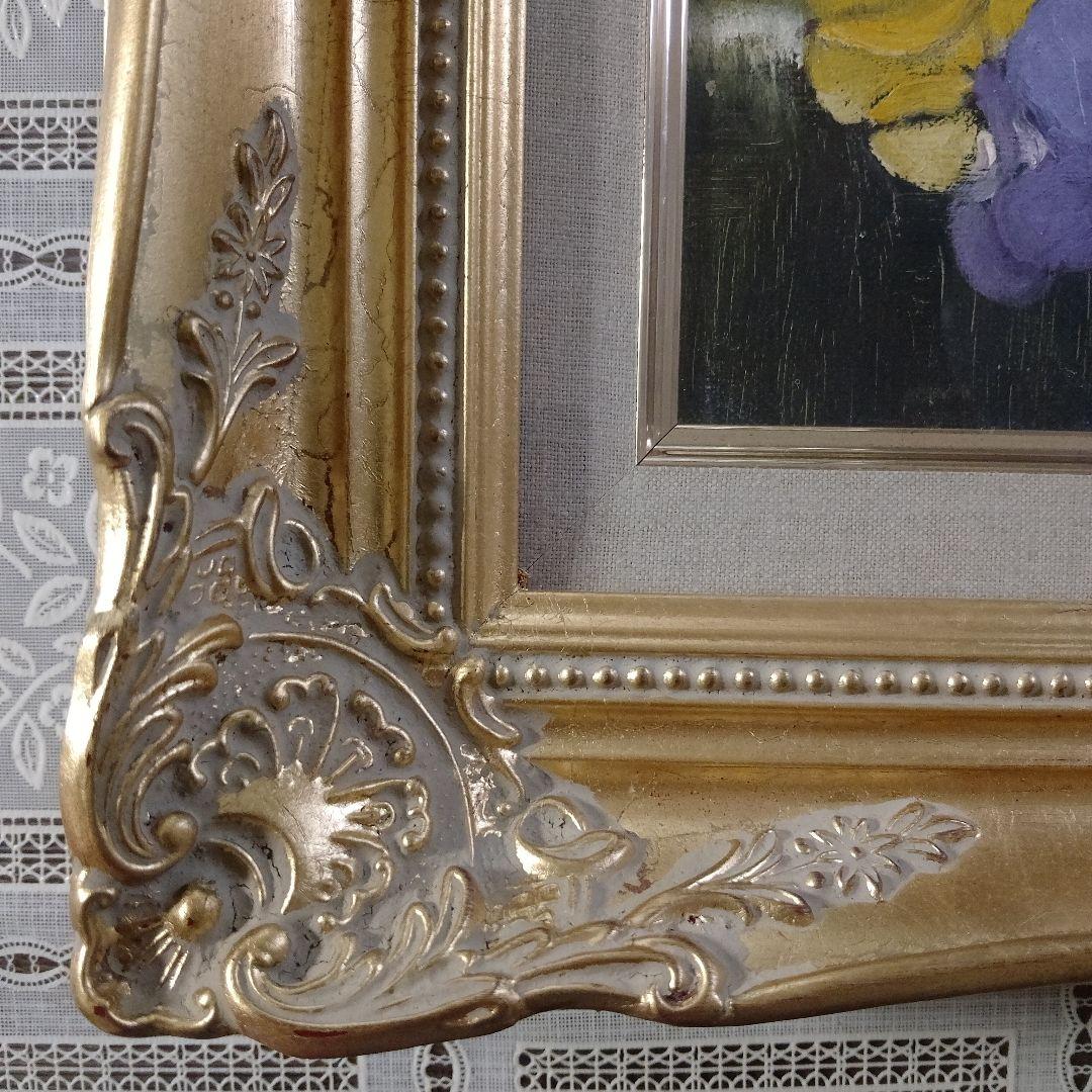 相澤道子　油彩画 F10号『パンジー』直筆サイン入 二科会審査委員