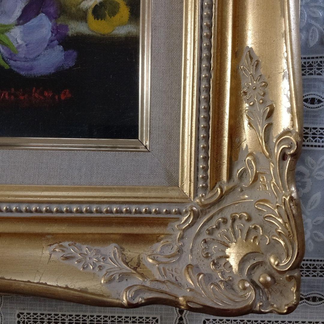 相澤道子　油彩画 F10号『パンジー』直筆サイン入 二科会審査委員