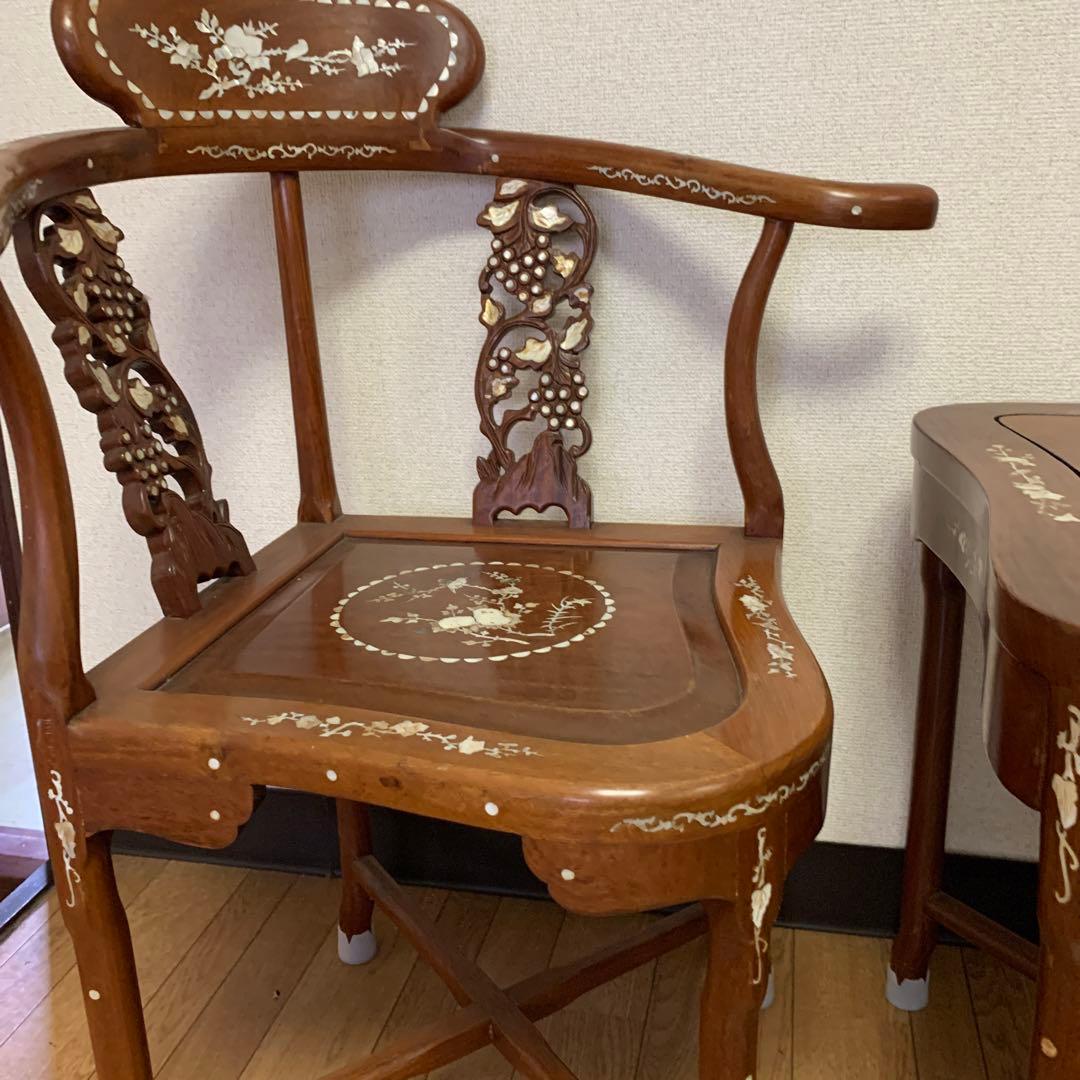 木製 西洋風 椅子 螺鈿細工１脚