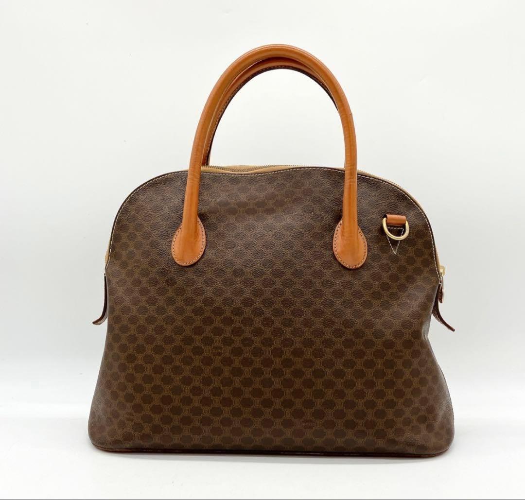 【CELINE】2wayバッグ　ハンドバッグ　マカダム柄　ダークブラウン　A4