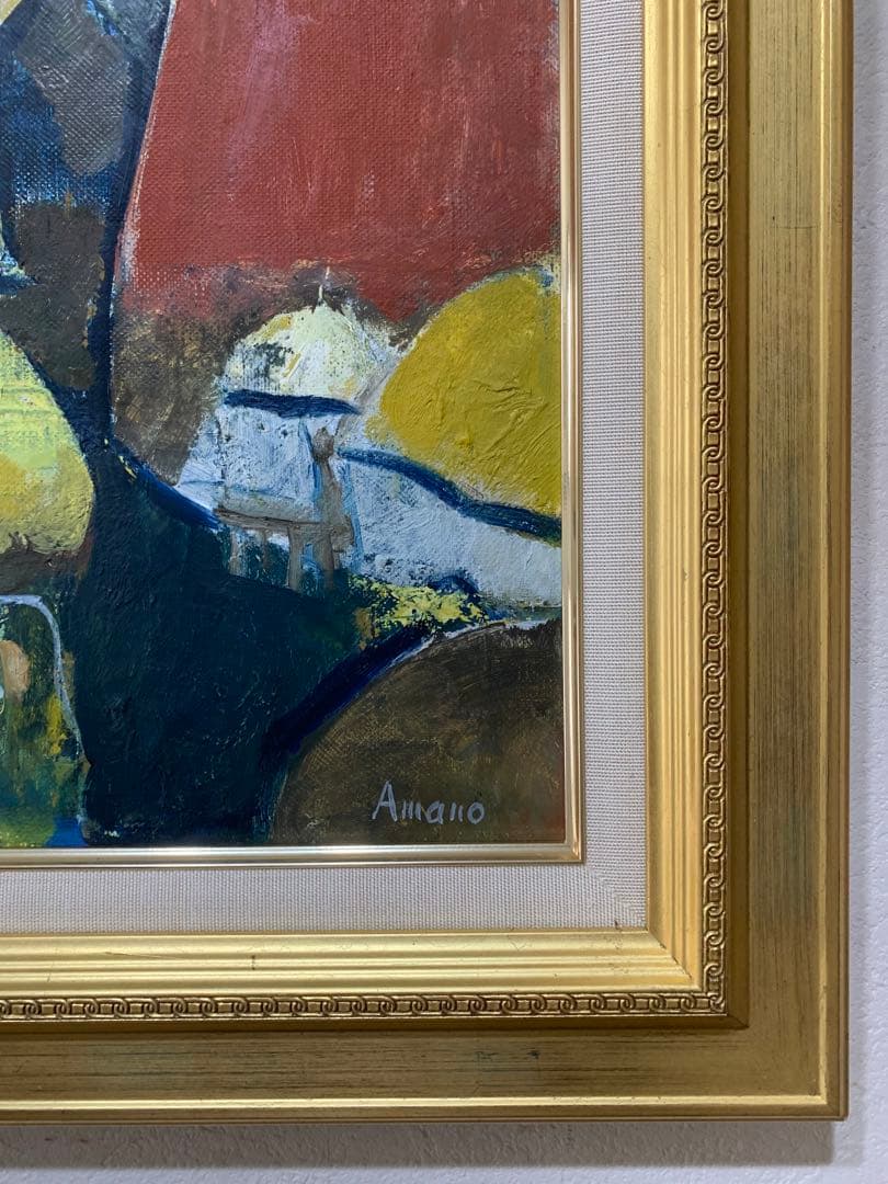 絵画　油彩肉筆画　真作　天野『ムフタールの朝市』1966年作　F6