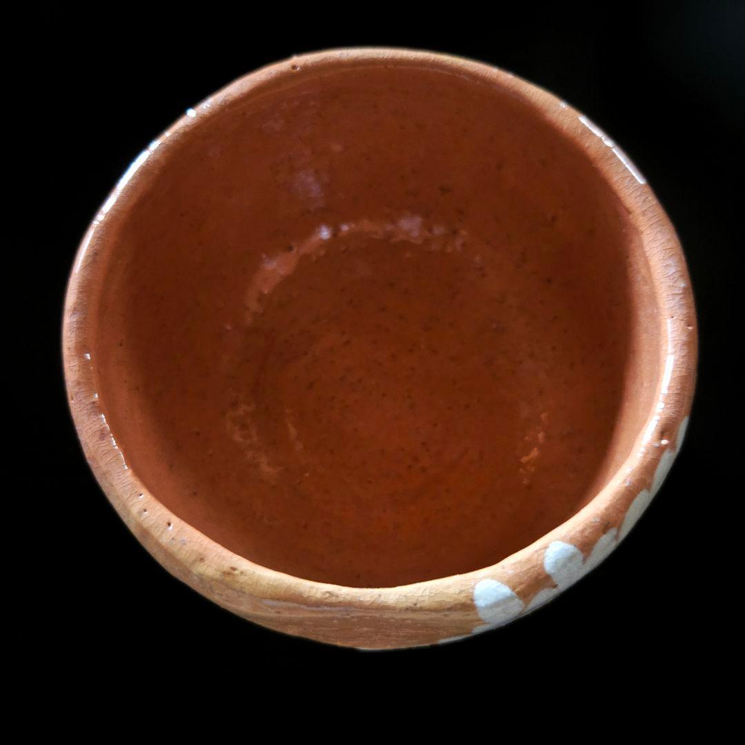 《美品》吉村楽入 赤楽茶碗 白菊 金箔 抹茶茶碗 共箱/布/説明書つき