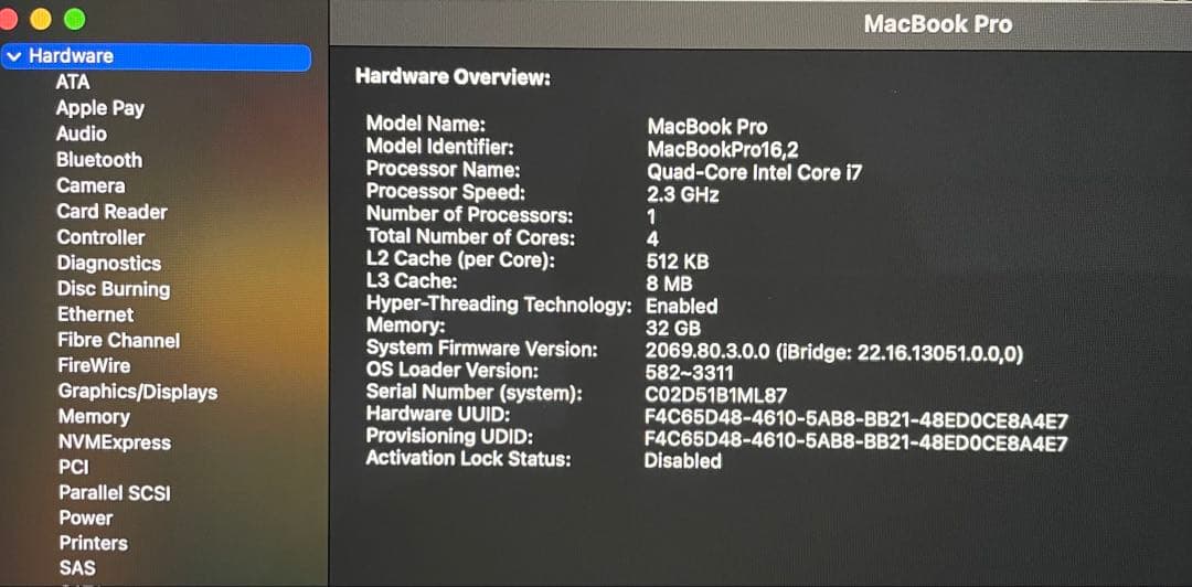 美品 MacBook Pro 2020 TouchBar付き