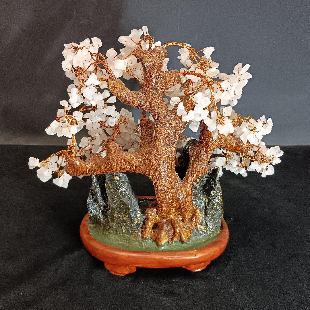 紅水晶 桜の木オブジェ 賽山千樹