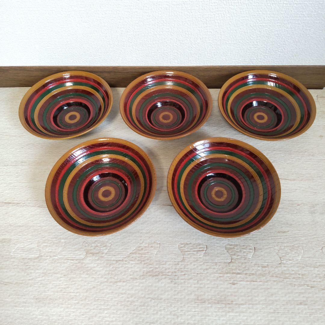 5枚組　目はじき　独楽塗　茶托