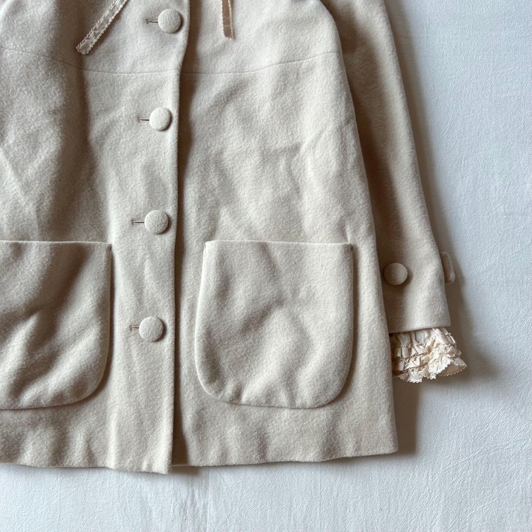 【高級】PINK HOUSE チェスターコート ベージュ レース フリルフード付