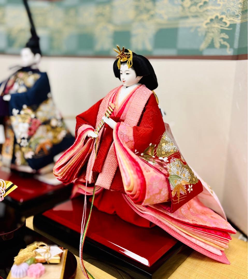 【新品　未使用】 【特価】　金彩刺繍立ち雛親王飾り