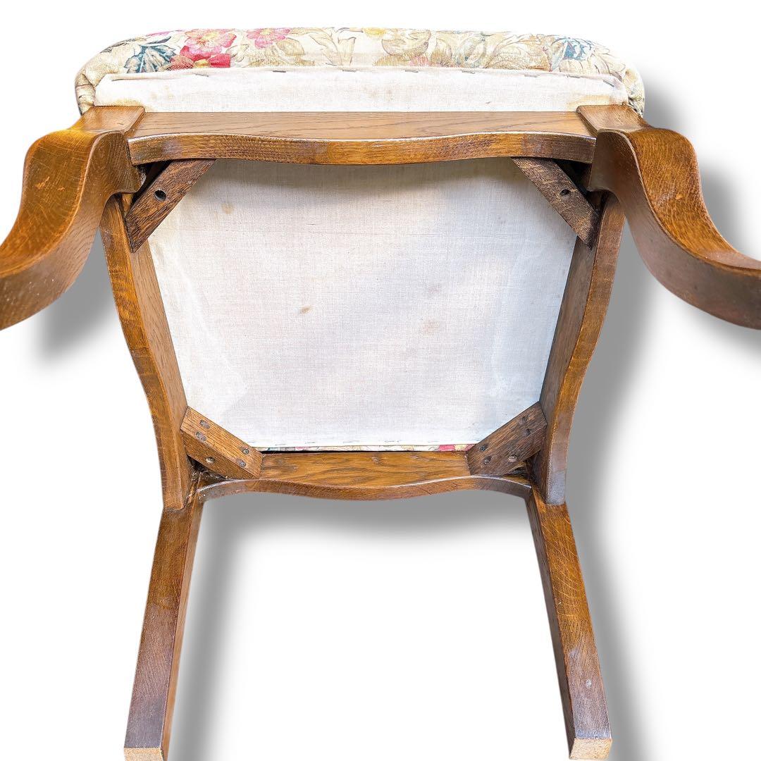 アンティーク 猫脚風 2脚セット 木製 花柄 チェア 店舗什器 ブラウン