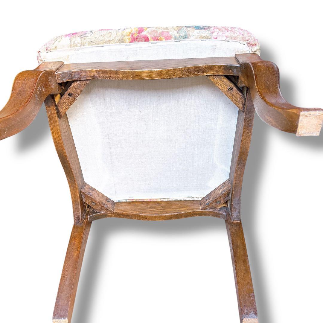 アンティーク 猫脚風 2脚セット 木製 花柄 チェア 店舗什器 ブラウン