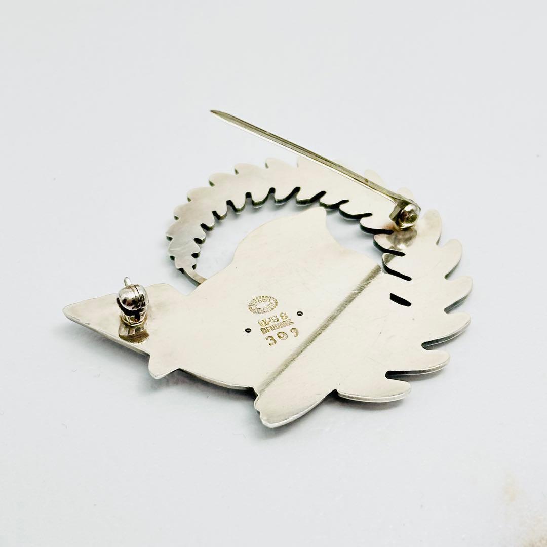 美品　  309 シルバーブローチ　バード　鳥　リーフ　葉