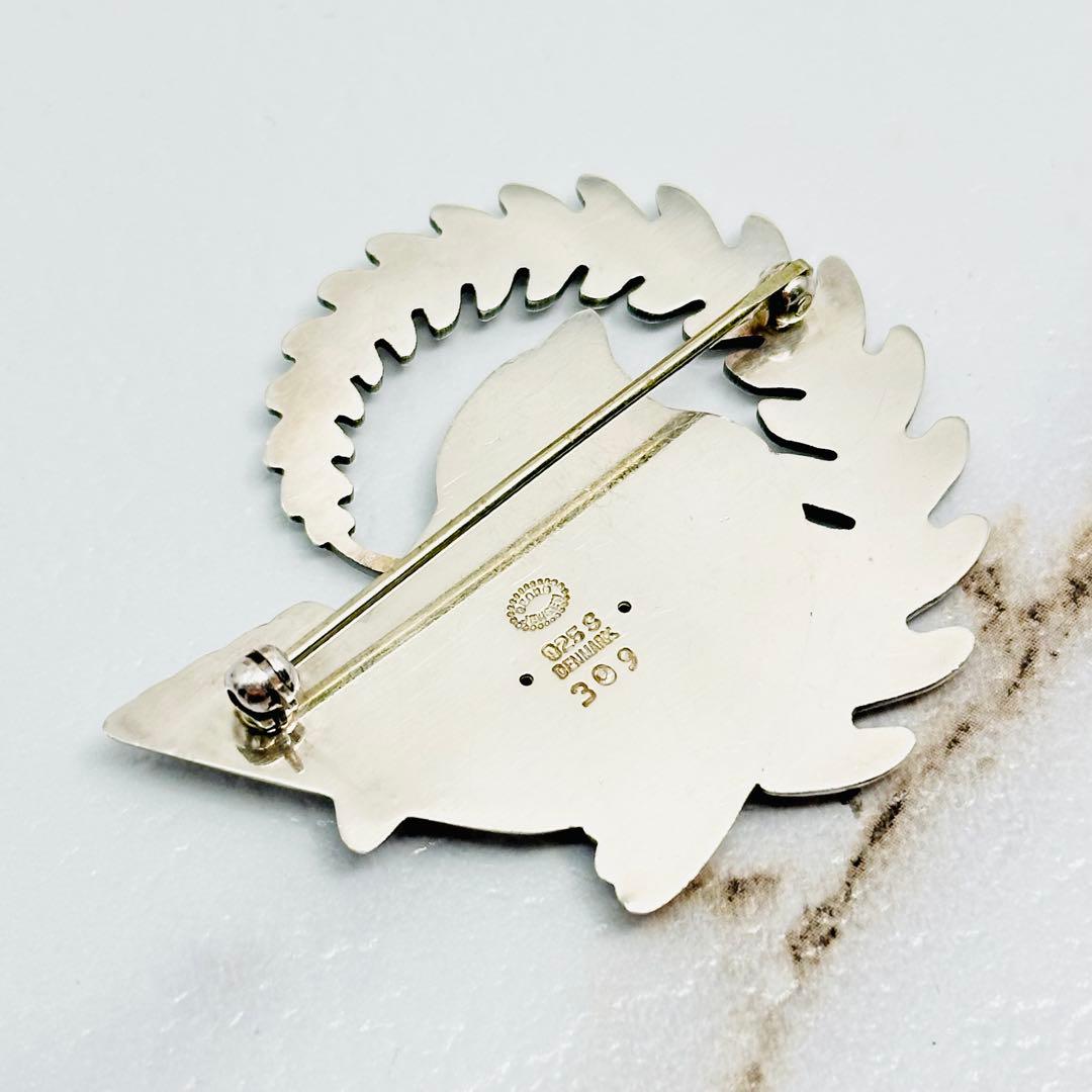 美品　  309 シルバーブローチ　バード　鳥　リーフ　葉