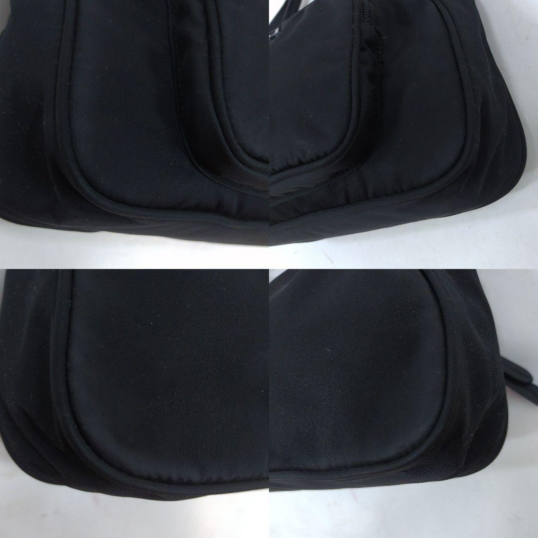 【美品】プラダ アクセサリーポーチ レザー×ナイロン 編み込み 黒 1BC123