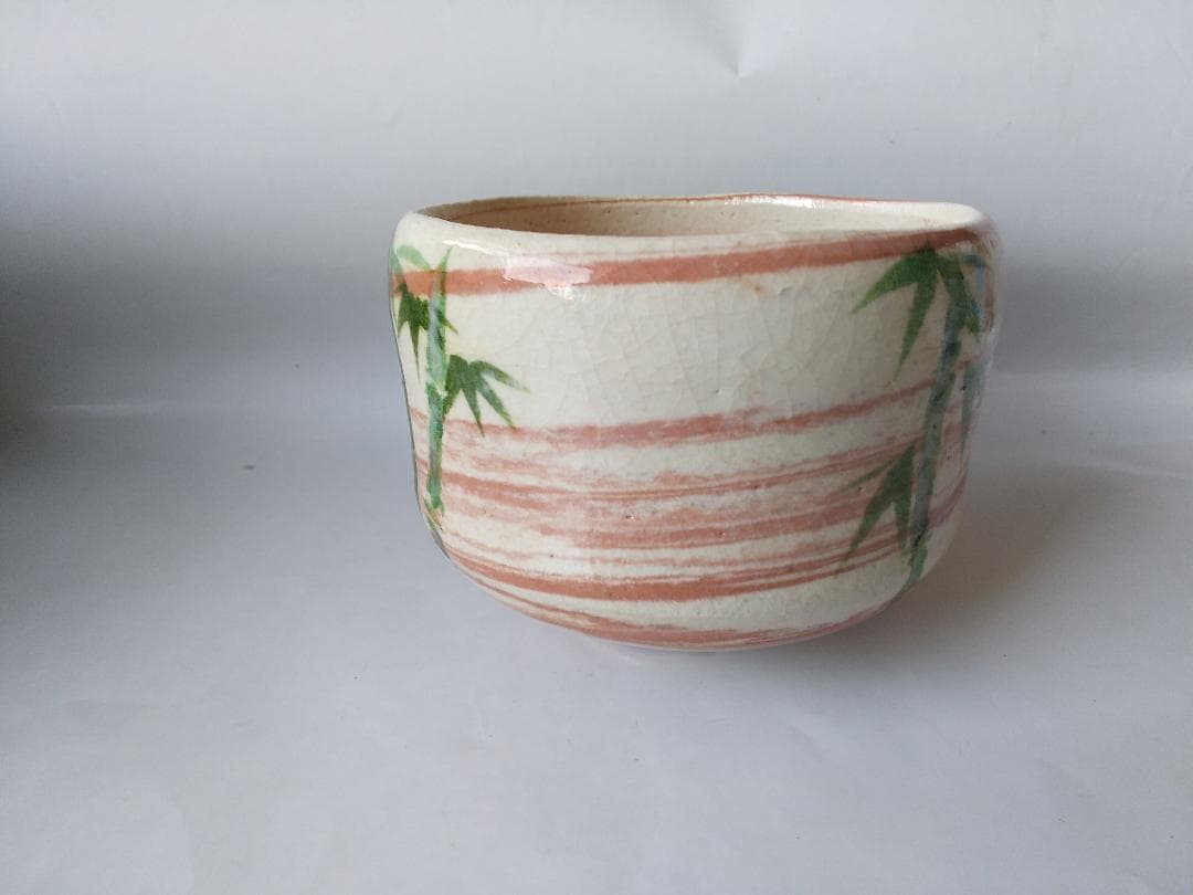 楽焼 楽茶碗 楽入窯 吉村楽入 作 竹画 共箱 栞 茶道具 抹茶碗 美品 です。