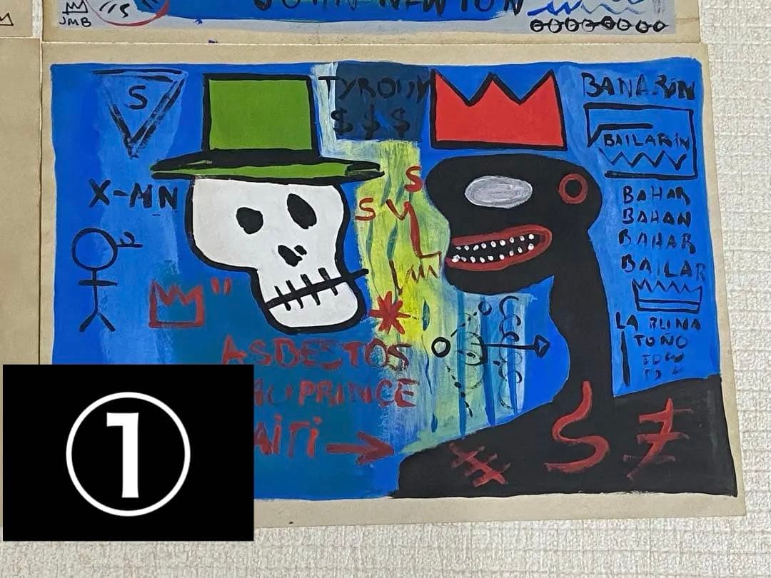 【まとめ売り6枚】模写 肉筆 サインあり ジャン・ミシェル・バスキア 油彩