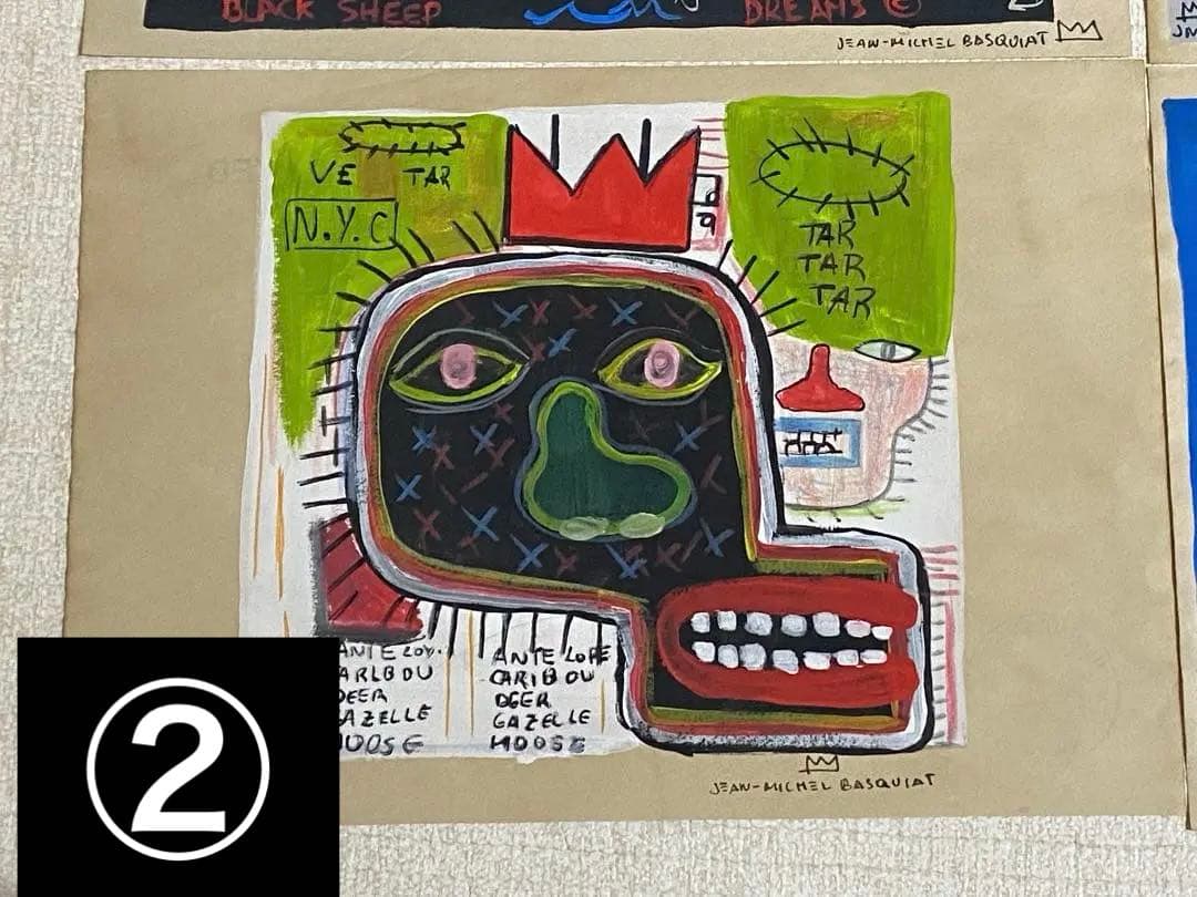 【まとめ売り6枚】模写 肉筆 サインあり ジャン・ミシェル・バスキア 油彩