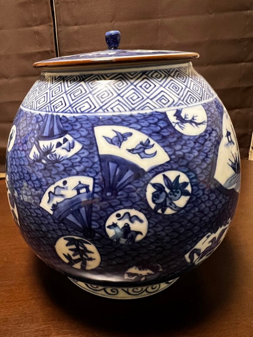 喜泉　橋本喜泉　茶道具　水指　染付　山水　芋頭　箱有り